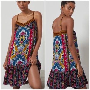 Anthropologie Zadie Velvet Slip Dress Flounced Floral Strappy Sleeveless Medium